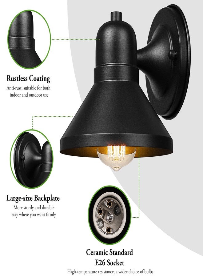 Brightever Outdoor Lanterns, 2-Pack Exterior Light Fixtures, Waterproof Anti-Rust Black Wall Mount Lights, Small E26 Socket Outside Lights for House, Front Porch, Playhouse, Garage - Image 3